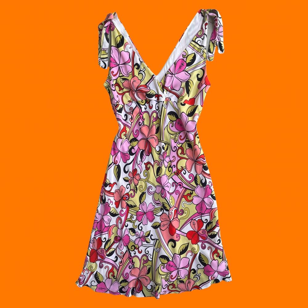 00's vintage 100% silk floral print y2k dress Size 10 grace dresses